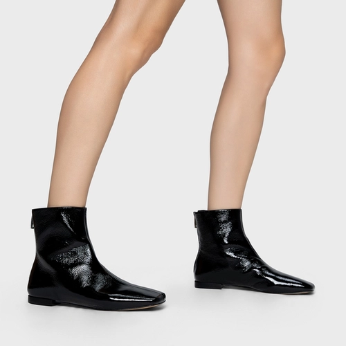 Bota Low Couro Verniz Preto