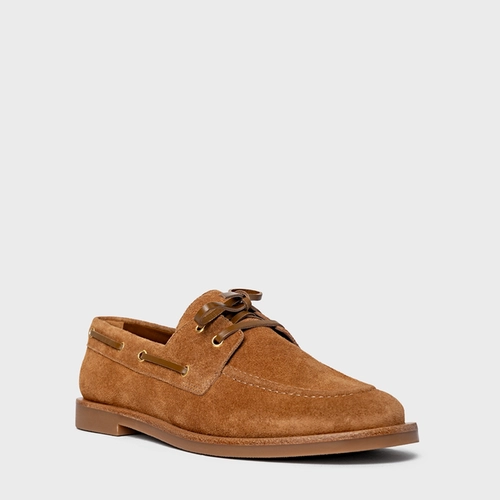 Loafer Dockside Amarração Couro Suede Marrom Saddle