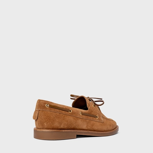Loafer Dockside Amarração Couro Suede Marrom Saddle