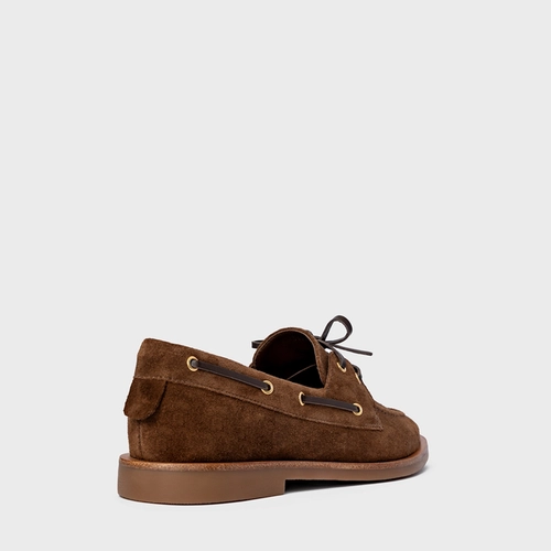 Loafer Dockside Amarração Couro Suede Marrom Brownie