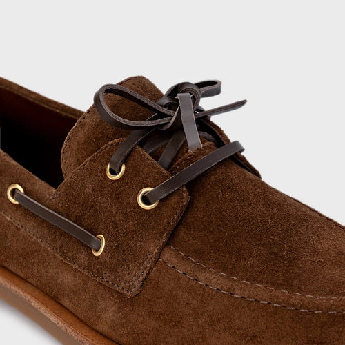 Loafer Dockside Amarração Couro Suede Marrom Brownie