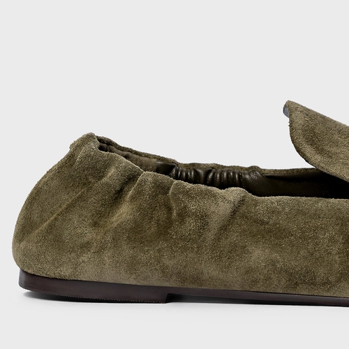 Loafer Ripple Couro Suede Verde Army Green