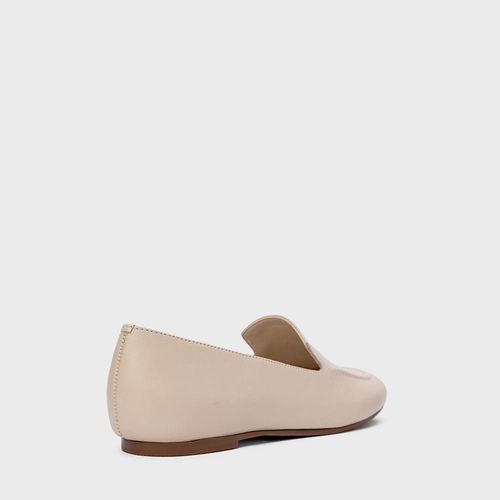 Loafer Simple Couro Off White Cotton