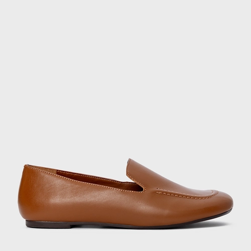 Loafer Simple Couro Marrom Ferrugem