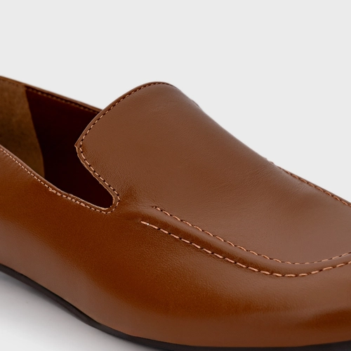 Loafer Simple Couro Marrom Ferrugem