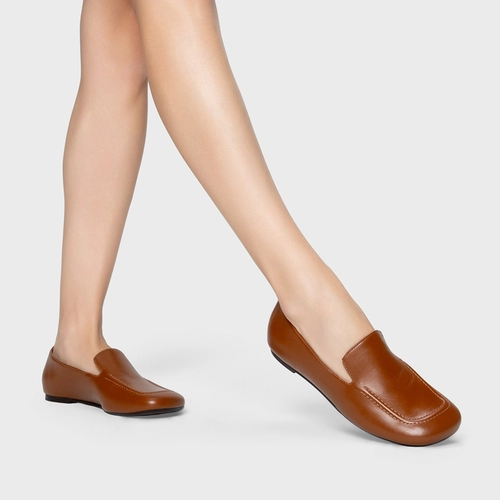 Loafer Simple Couro Marrom Ferrugem