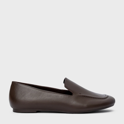Loafer Simple Couro Marrom Dark Brown