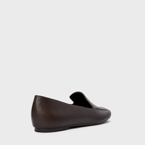 Loafer Simple Couro Marrom Dark Brown
