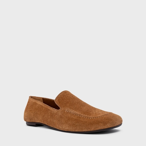 Loafer Simple Couro Suede Marrom Saddle