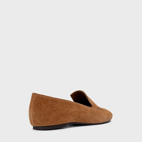 Loafer Simple Couro Suede Marrom Saddle