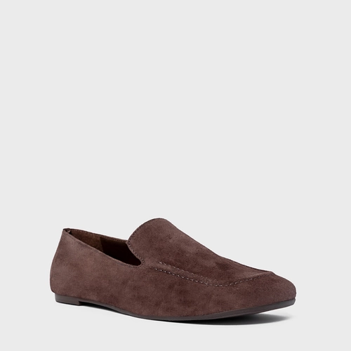 Loafer Simple Couro Suede Marrom Ganache