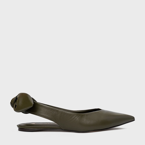 Sapatilha Slingback Laço Couro Verde Herb