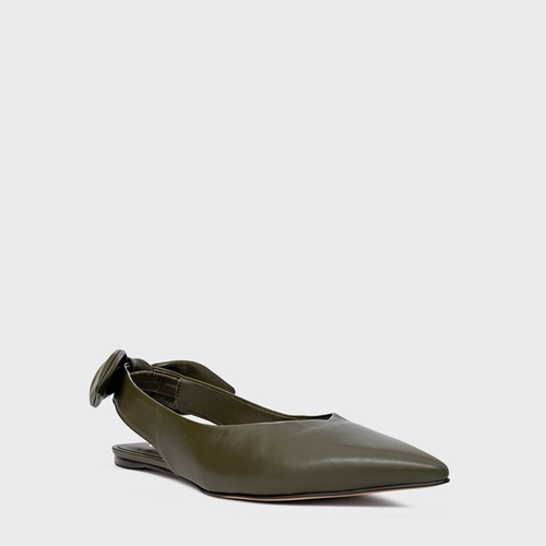 Sapatilha Slingback Laço Couro Verde Herb