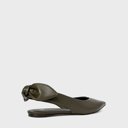 Sapatilha Slingback Laço Couro Verde Herb