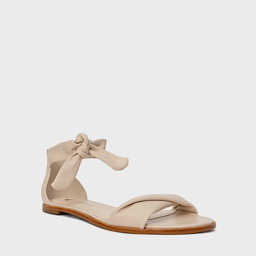 Sandália Flat Puffy Lace Couro Off White Cotton