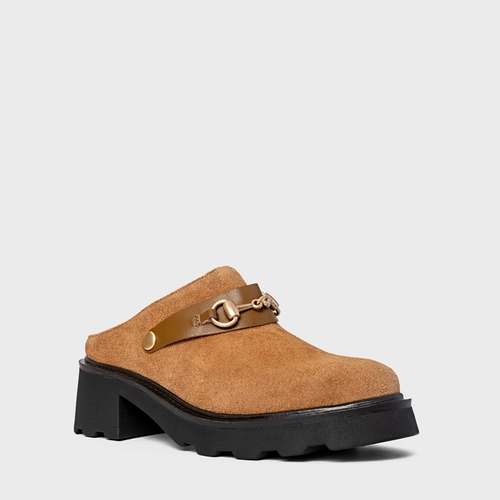 Mule Bridão Tratorado Couro Suede Marrom Saddle