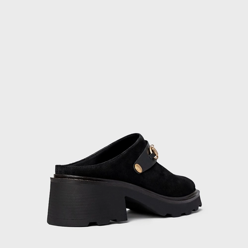 Mule Bridão Tratorado Couro Suede Preto