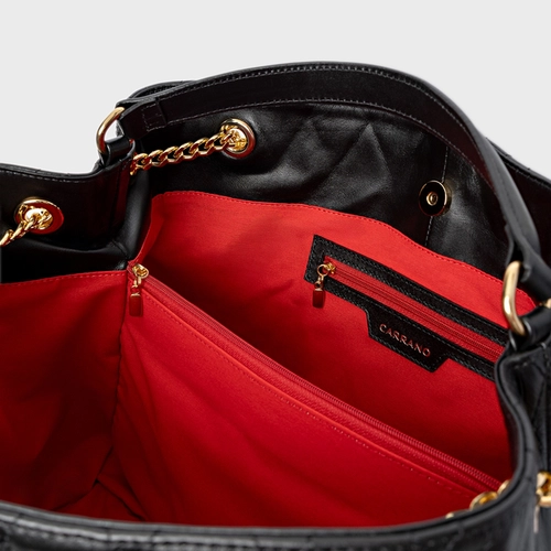 Bolsa Tote Barbara Grande Couro Preto