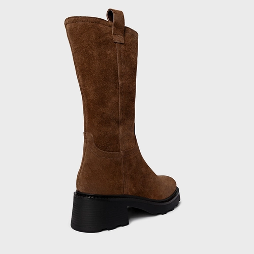 Bota Classic Cano Alto Tratorada Couro Suede Marrom Brownie