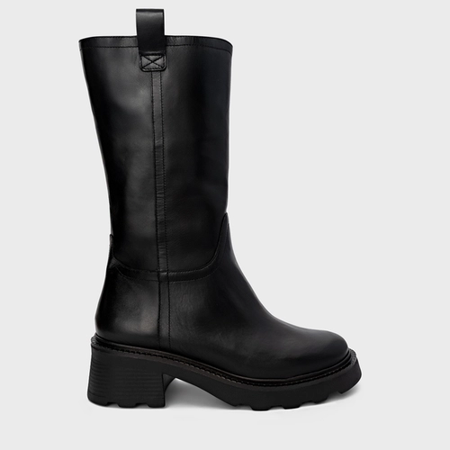 Bota Classic Cano Alto Tratorada Couro Preto
