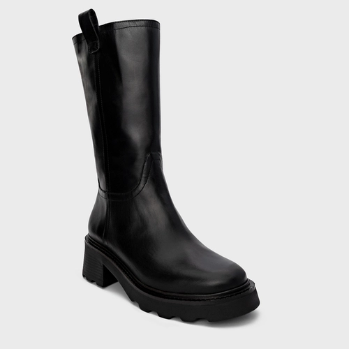 Bota Classic Cano Alto Tratorada Couro Preto