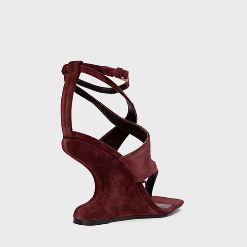 Sandália Frame Salto Anabela Curve Vinho Mahogany