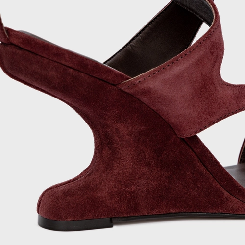 Sandália Frame Salto Anabela Curve Vinho Mahogany