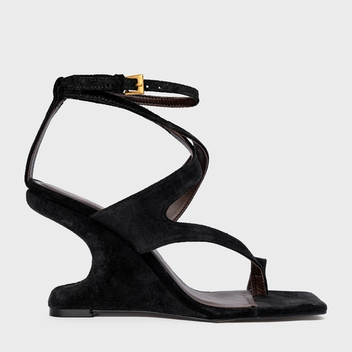 Sandália Frame Salto Anabela Curve Preto