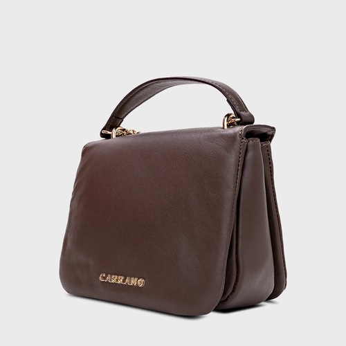 Bolsa Tiracolo Aria Pequena Couro Marrom Dark Brown