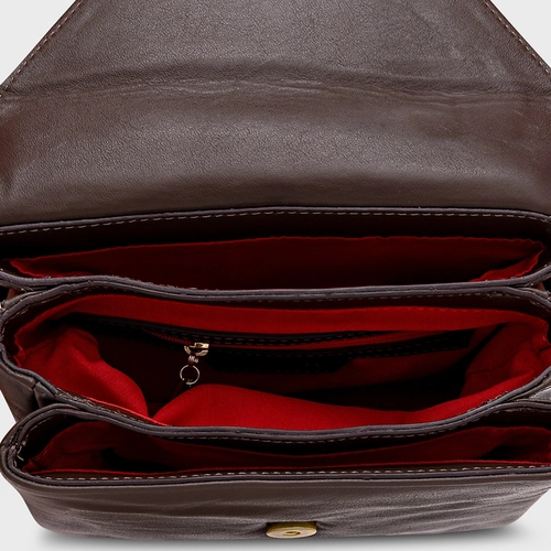 Bolsa Tiracolo Aria Pequena Couro Marrom Dark Brown