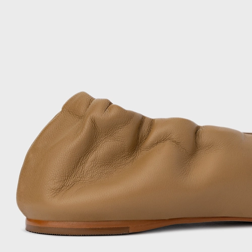 Sapatilha Ripple Bico Fino Couro Bege Almond