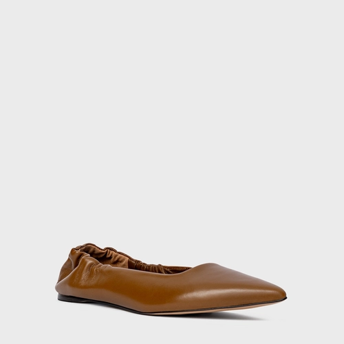 Sapatilha Ripple Bico Fino Couro Marrom Saddle