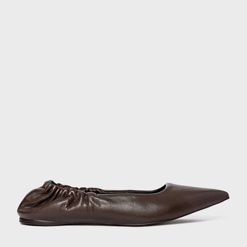 Sapatilha Ripple Bico Fino Couro Marrom Dark Brown