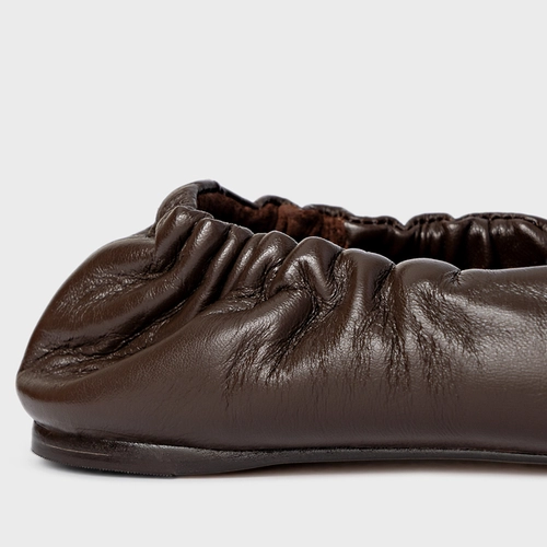 Sapatilha Ripple Bico Fino Couro Marrom Dark Brown