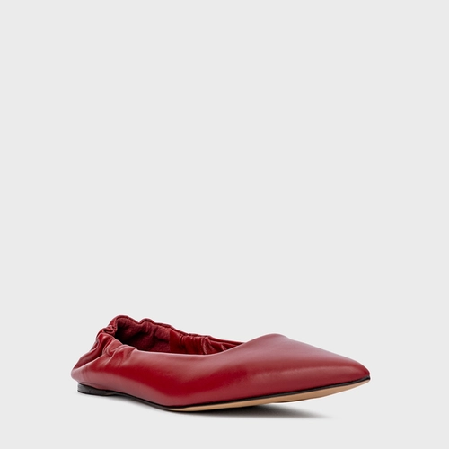 Sapatilha Ripple Bico Fino Couro Vermelho Malbec