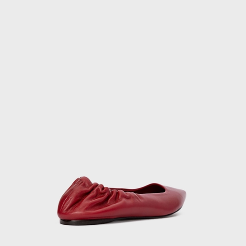 Sapatilha Ripple Bico Fino Couro Vermelho Malbec