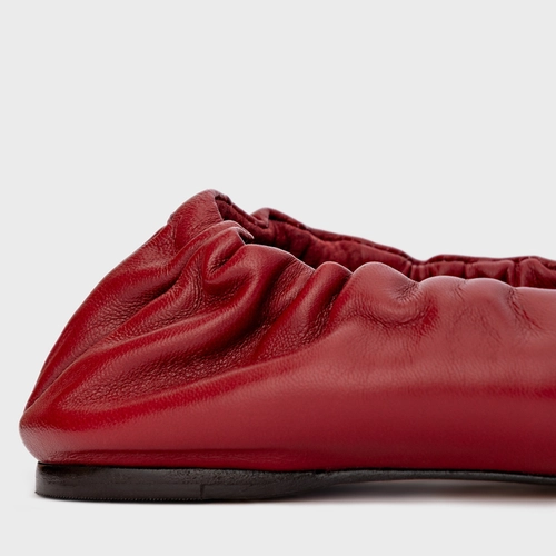 Sapatilha Ripple Bico Fino Couro Vermelho Malbec