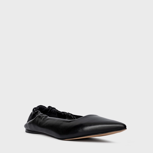 Sapatilha Ripple Bico Fino Couro Preto