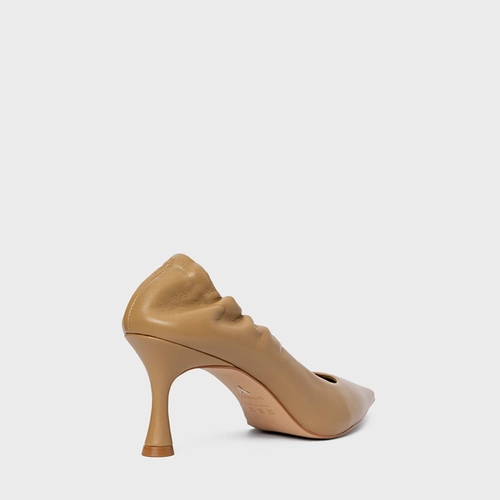 Scarpin Ripple Salto Fino Couro Bege Almond