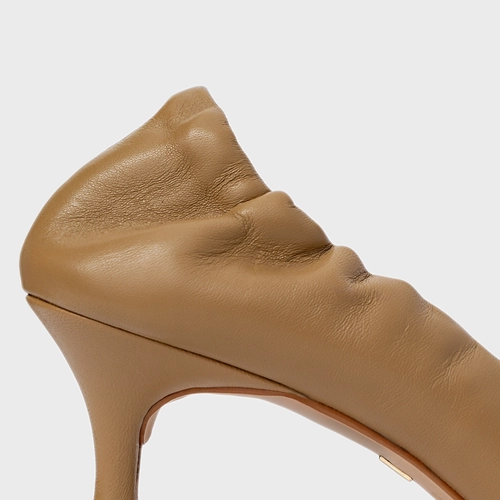 Scarpin Ripple Salto Fino Couro Bege Almond