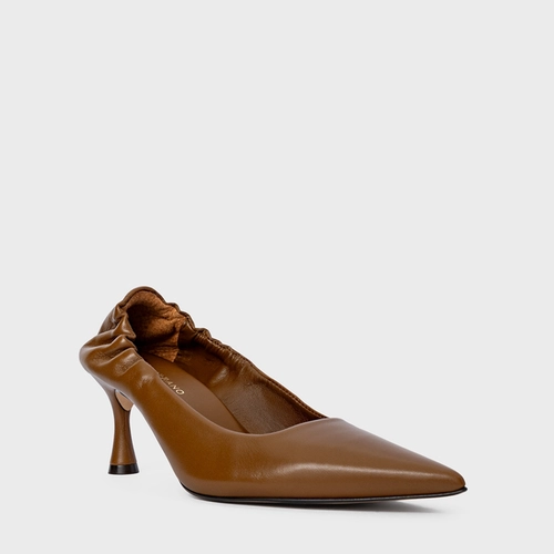 Scarpin Ripple Salto Fino Couro Marrom Saddle