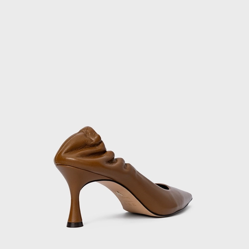 Scarpin Ripple Salto Fino Couro Marrom Saddle