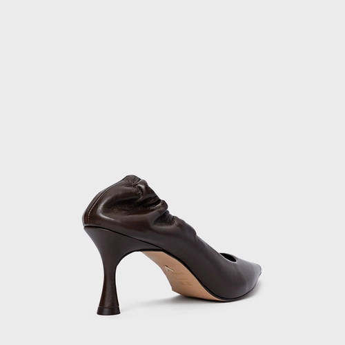 Scarpin Ripple Salto Fino Couro Marrom Dark Brown