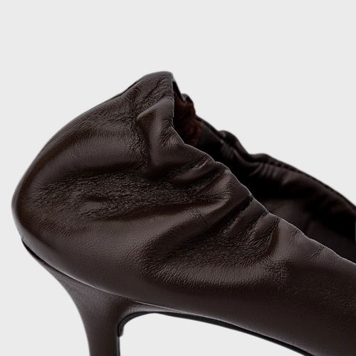 Scarpin Ripple Salto Fino Couro Marrom Dark Brown