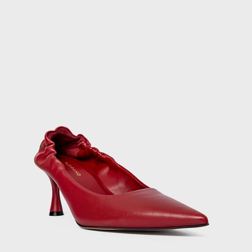 Scarpin Ripple Salto Fino Couro Vermelho Malbec