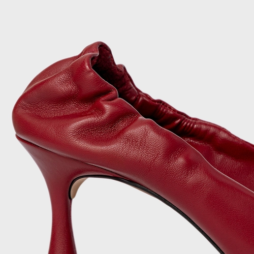 Scarpin Ripple Salto Fino Couro Vermelho Malbec