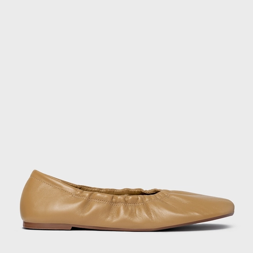 Sapatilha Ripple Bico Alongado Couro Bege Almond