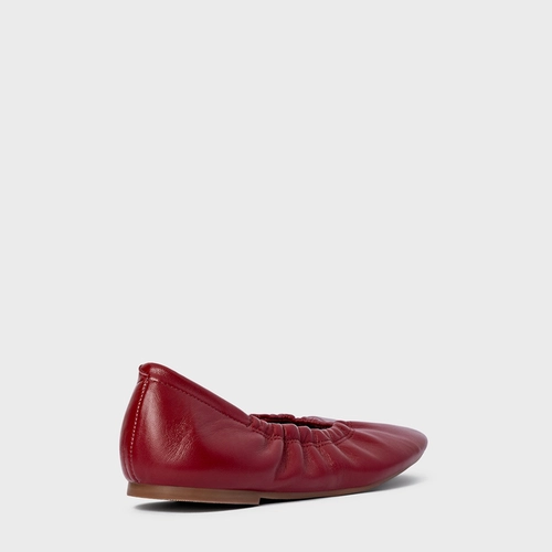 Sapatilha Ripple Bico Alongado Couro Vermelho Malbec