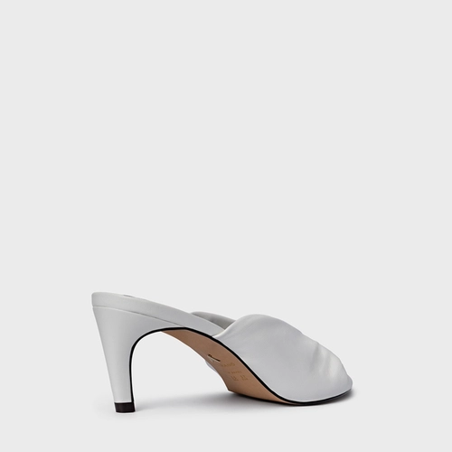 Open Mule Twist Salto Fino Couro Branco