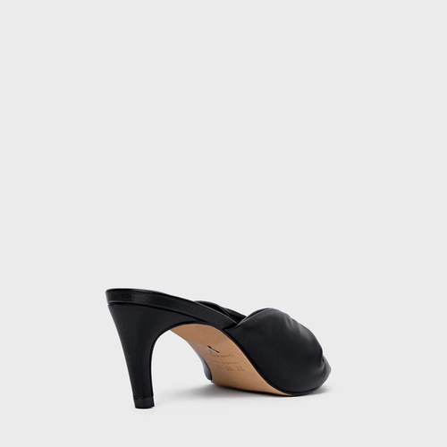 Open Mule Twist Salto Fino Couro Preto